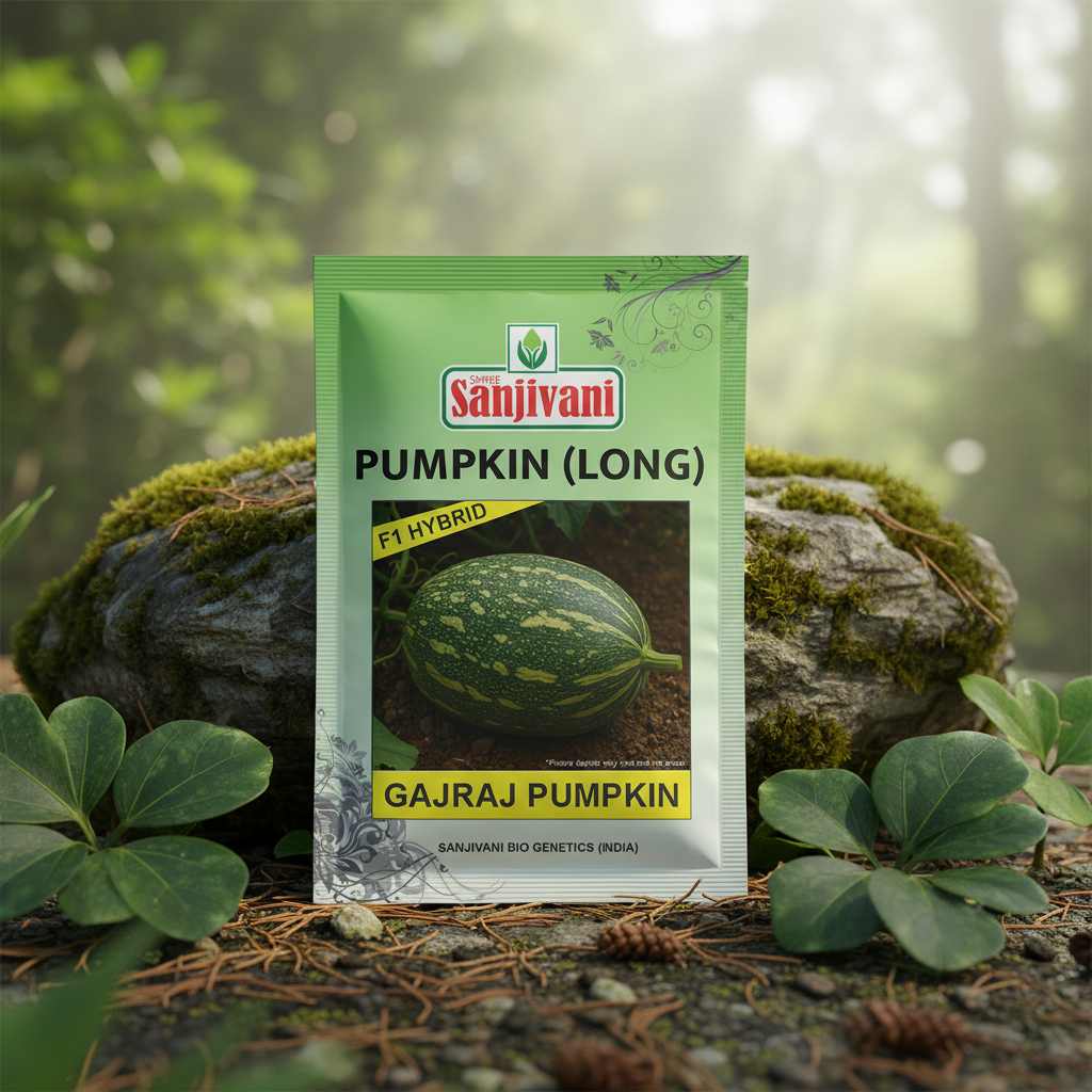 Gajraj Long Hybrid Pumpkin Seeds (F1 Hybrid) – High Yield Kaddu Beej | Long Shape Pumpkin | 50g Pack